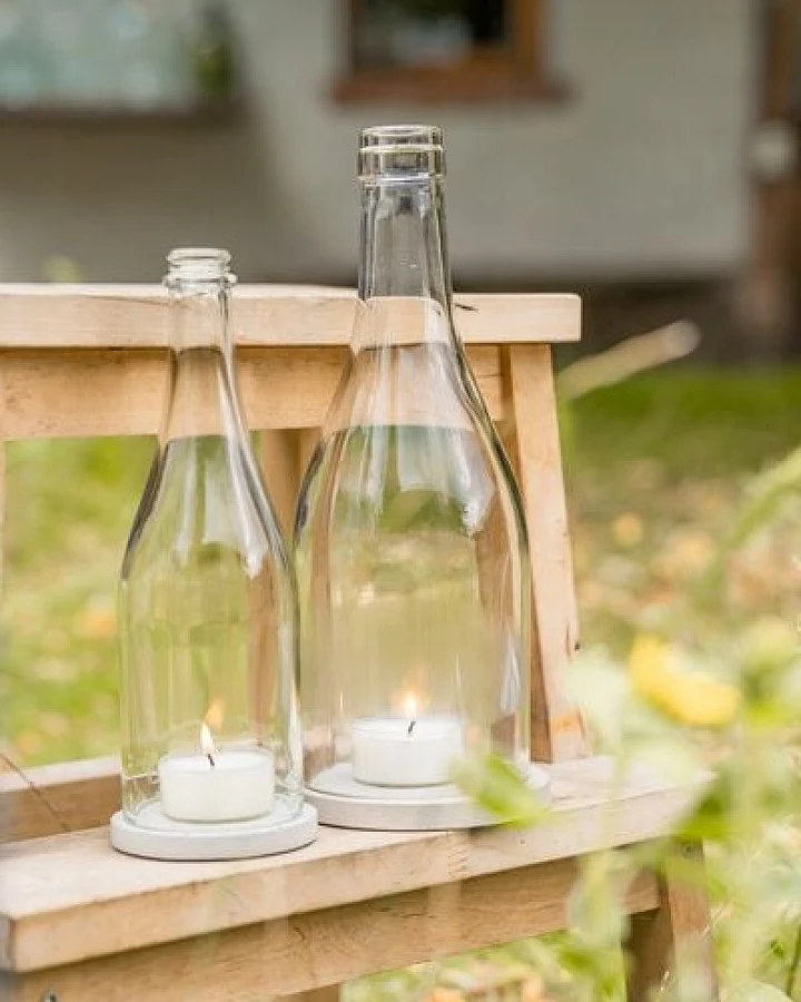 MaBe Windlicht - Klassik - puristisch - Upcycling aus der Big Bottle Weinbrand Flasche