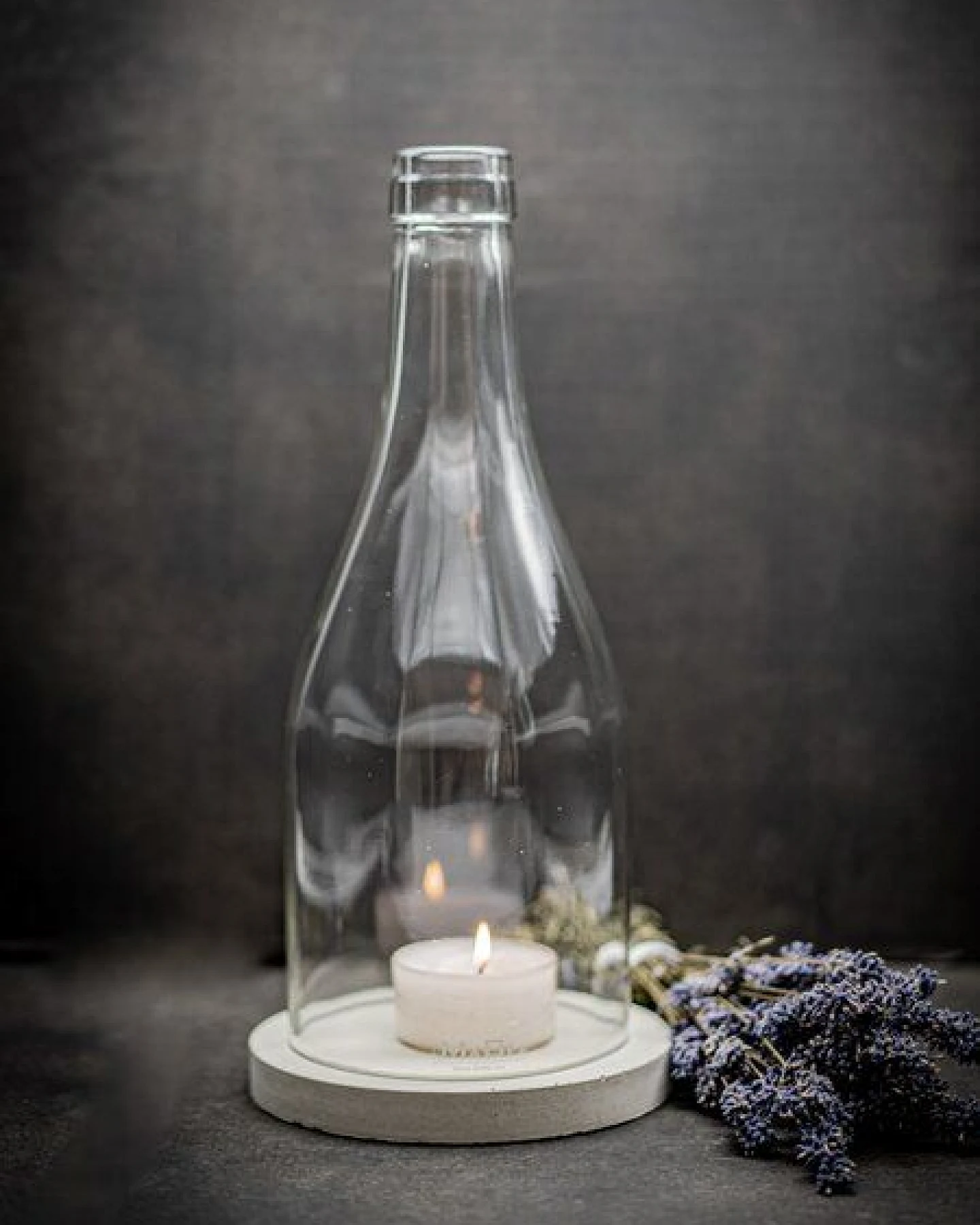 MaBe Windlicht - Klassik - puristisch - Upcycling aus der Big Bottle Weinbrand Flasche – Ansicht 2