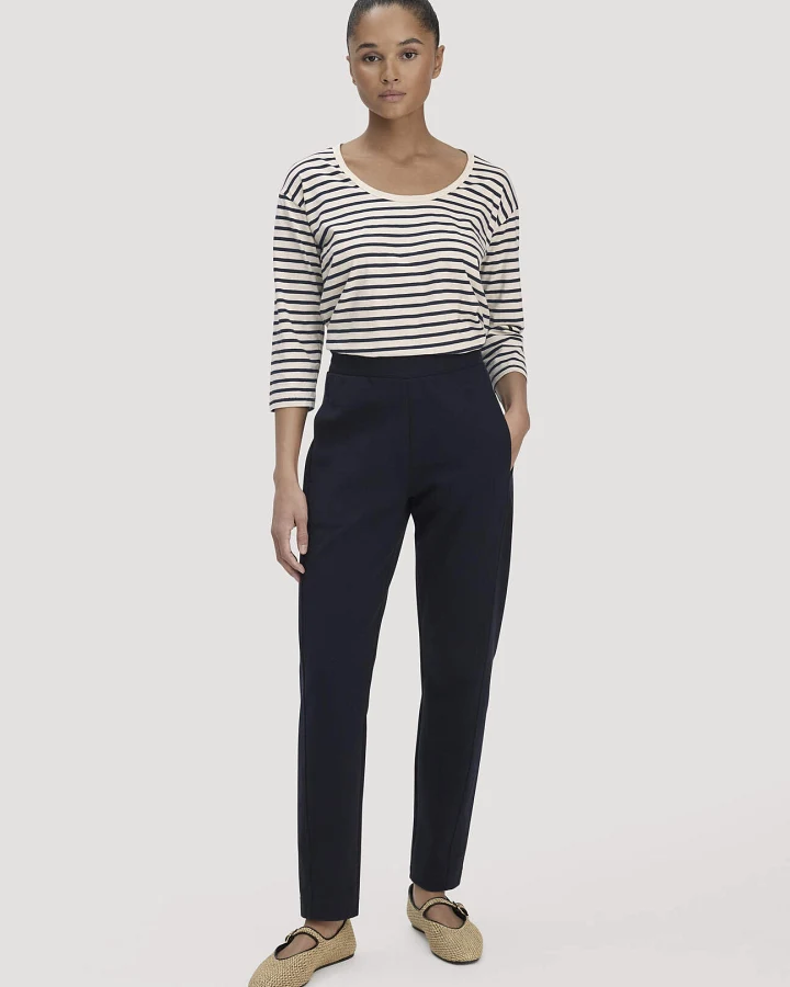 hessnatur Damen Jersey Hose Regular aus Bio-Baumwolle - blau - Größe 34