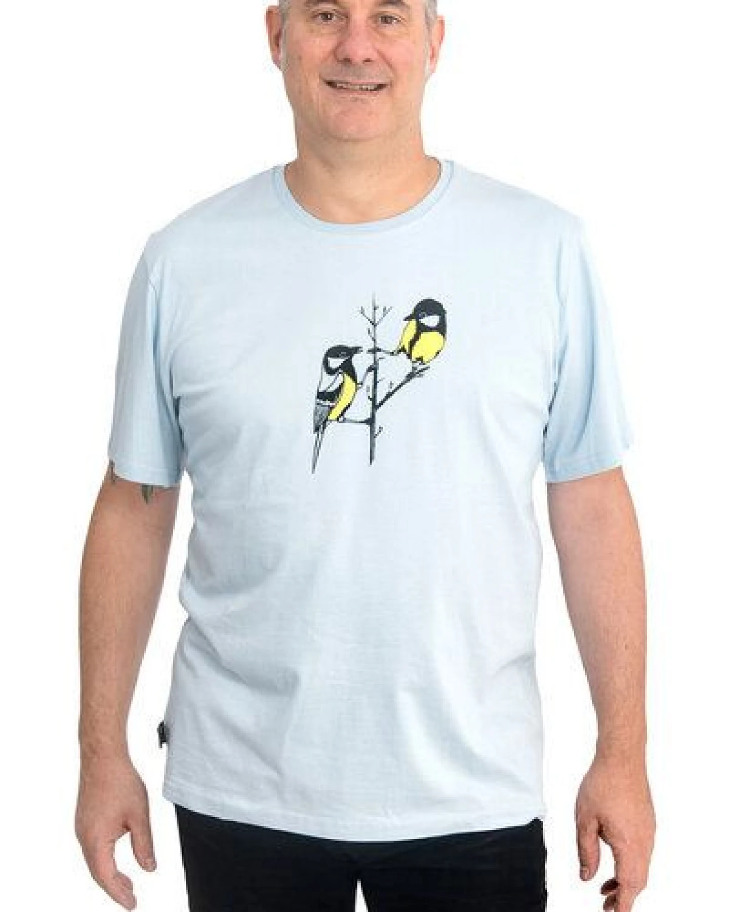 Hirschkind Fair-Trade-Männershirt "Kohlmeisen" - Made in Kenia - hellgrau – Ansicht 2