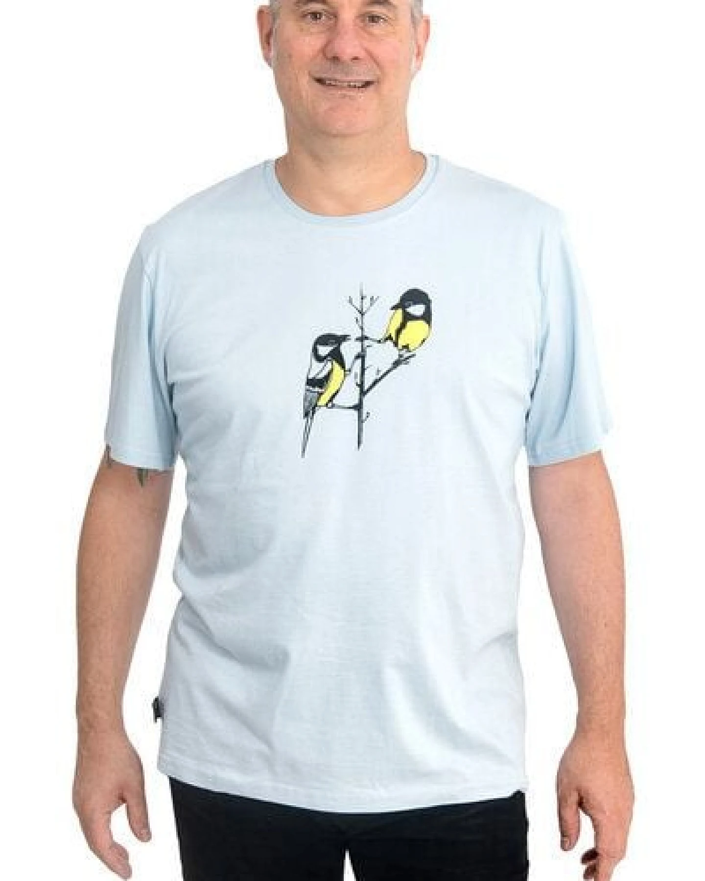 Hirschkind Fair-Trade-Männershirt "Kohlmeisen" - Made in Kenia - hellgrau – Ansicht 2