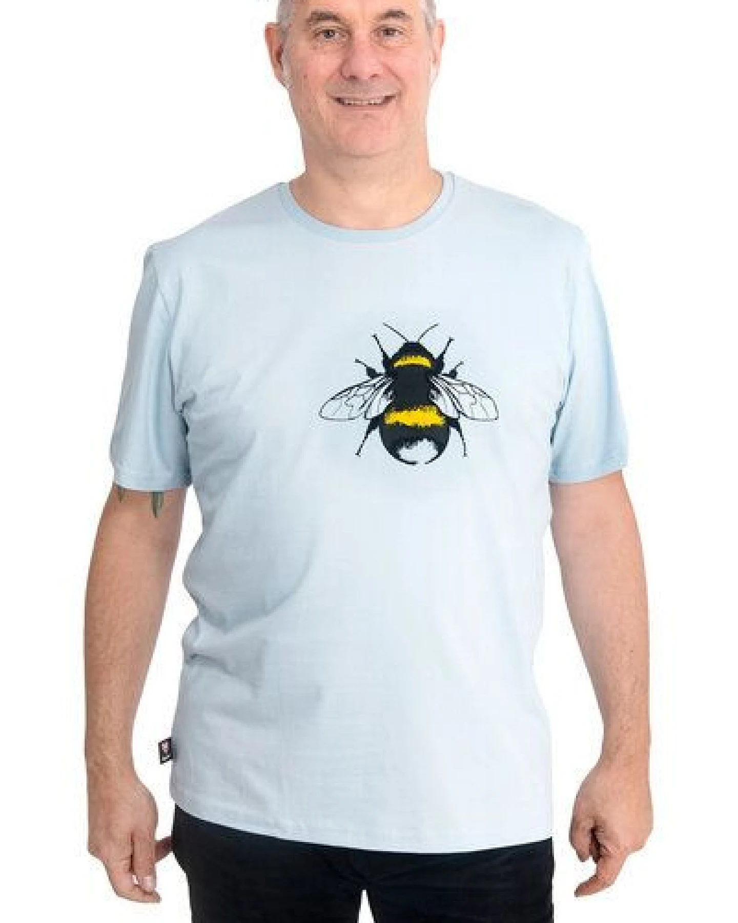 Hirschkind Fair-Trade-Männershirt "Erdhummel" - Made in Kenia - hellgrau – Ansicht 2