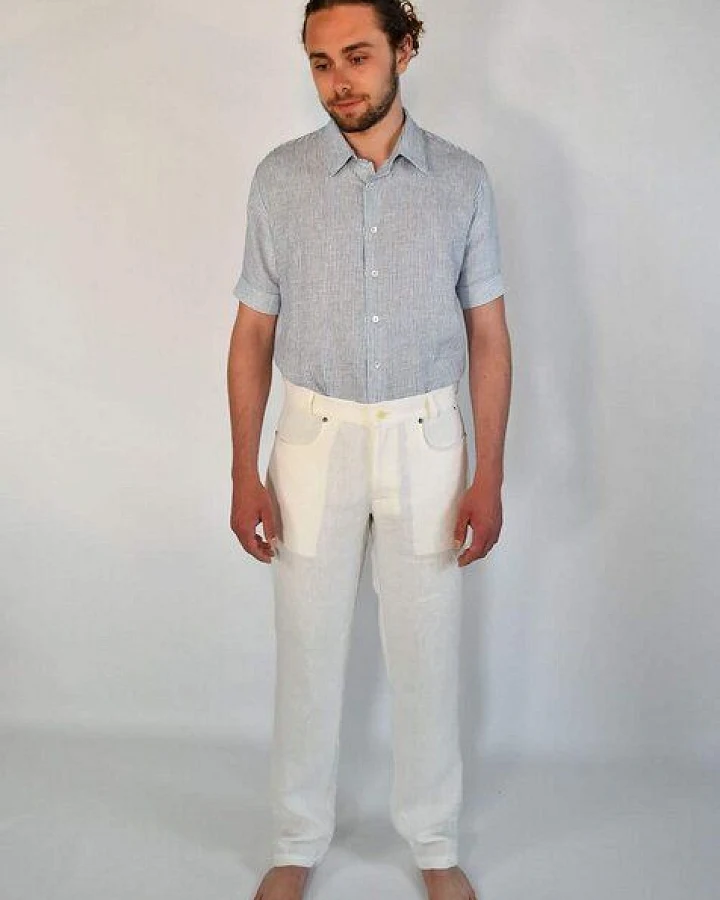 Aatise Herren Leinenhose aus 100% Leinen offwhite Zanzibar