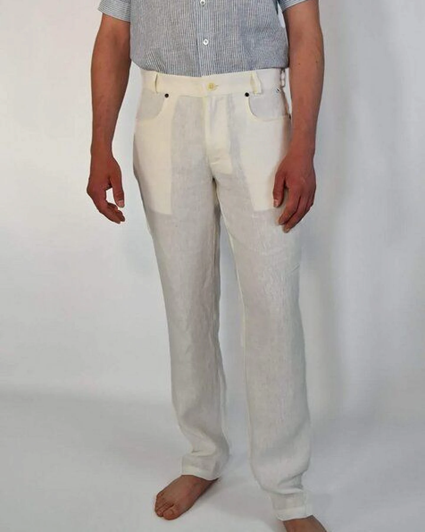 Aatise Herren Leinenhose aus 100% Leinen offwhite Zanzibar – Ansicht 4