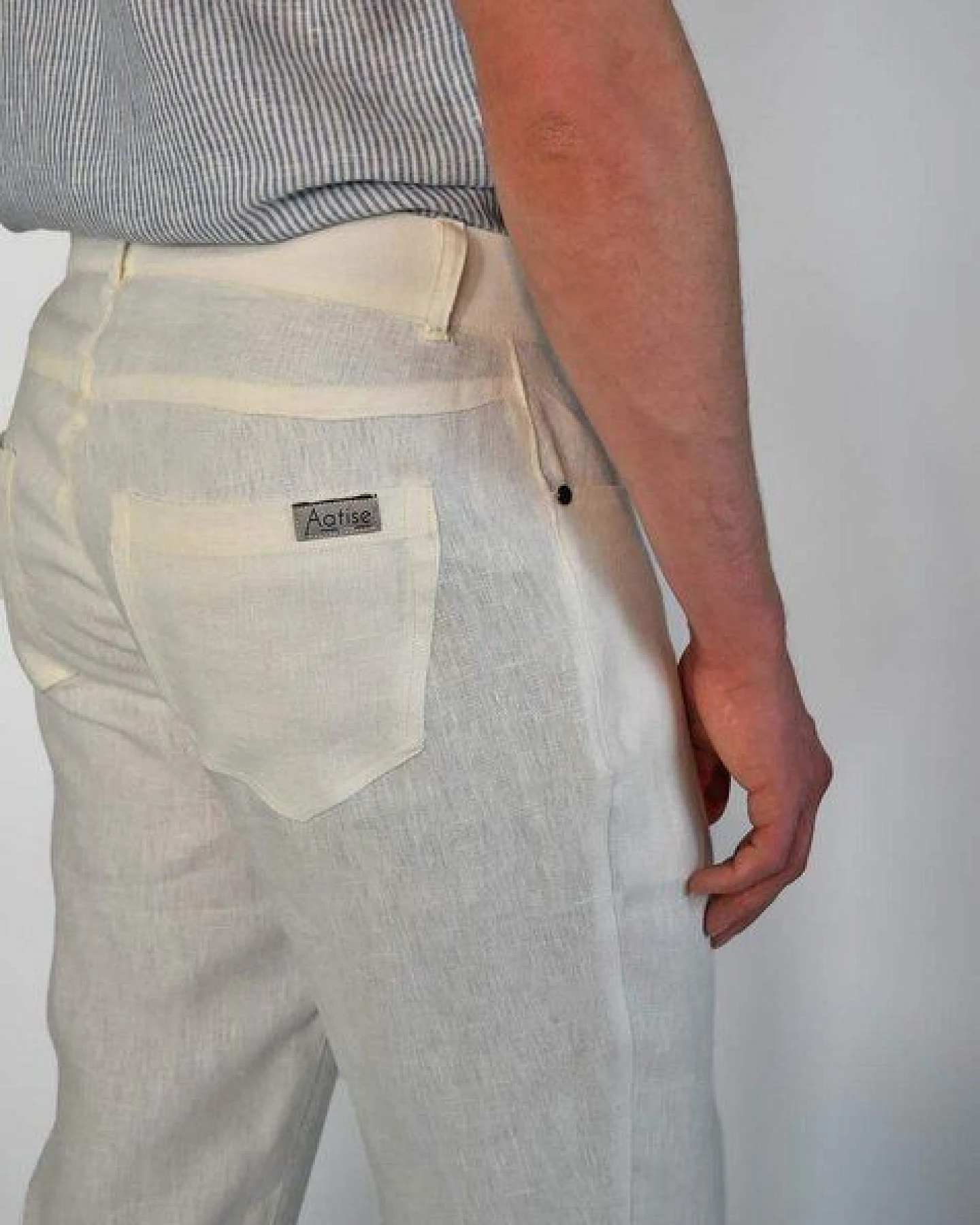 Aatise Herren Leinenhose aus 100% Leinen offwhite Zanzibar – Ansicht 3
