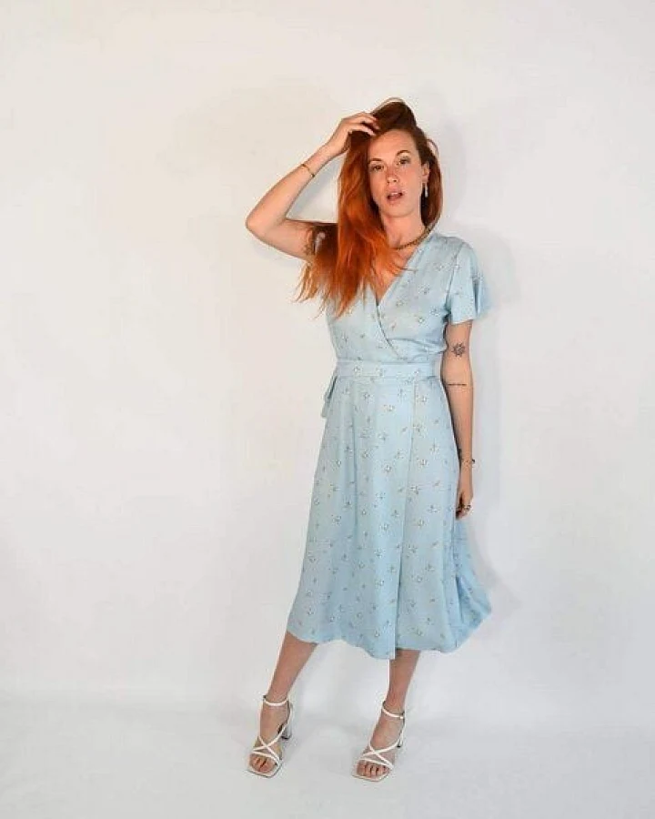 Aatise Wickelkleid Zovy Schmetterlingsärmel Druck 100% EcoVero
