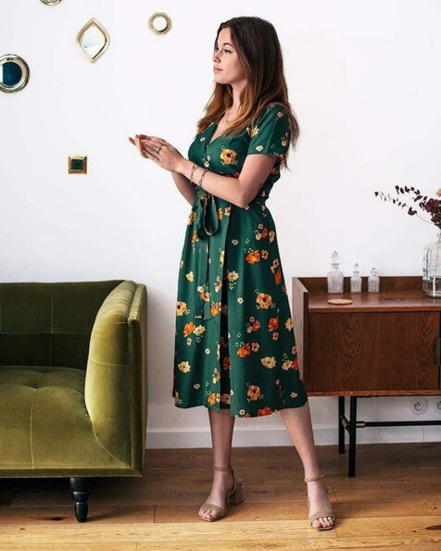 Aatise Wickelkleid Zovy Schmetterlingsärmel Druck 100% EcoVero – Ansicht 3