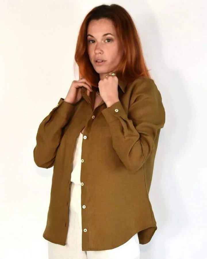 Aatise Hemdbluse aus 100% Leinen langarm Zalabis made in France
