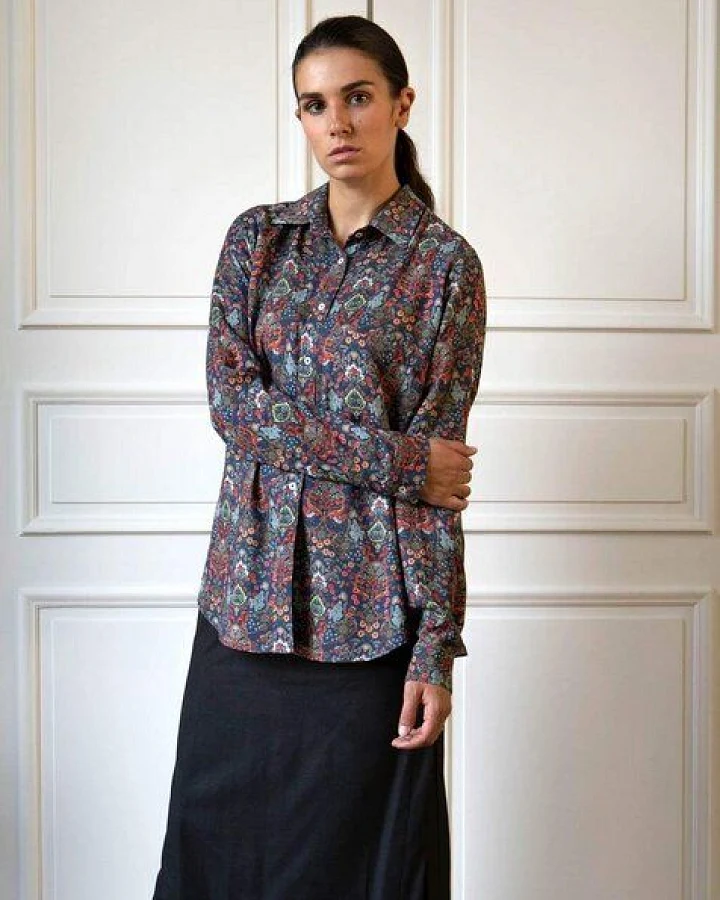 Aatise Hemdbluse 100% EcoVero Zalabis Langarm, Blusenkragen