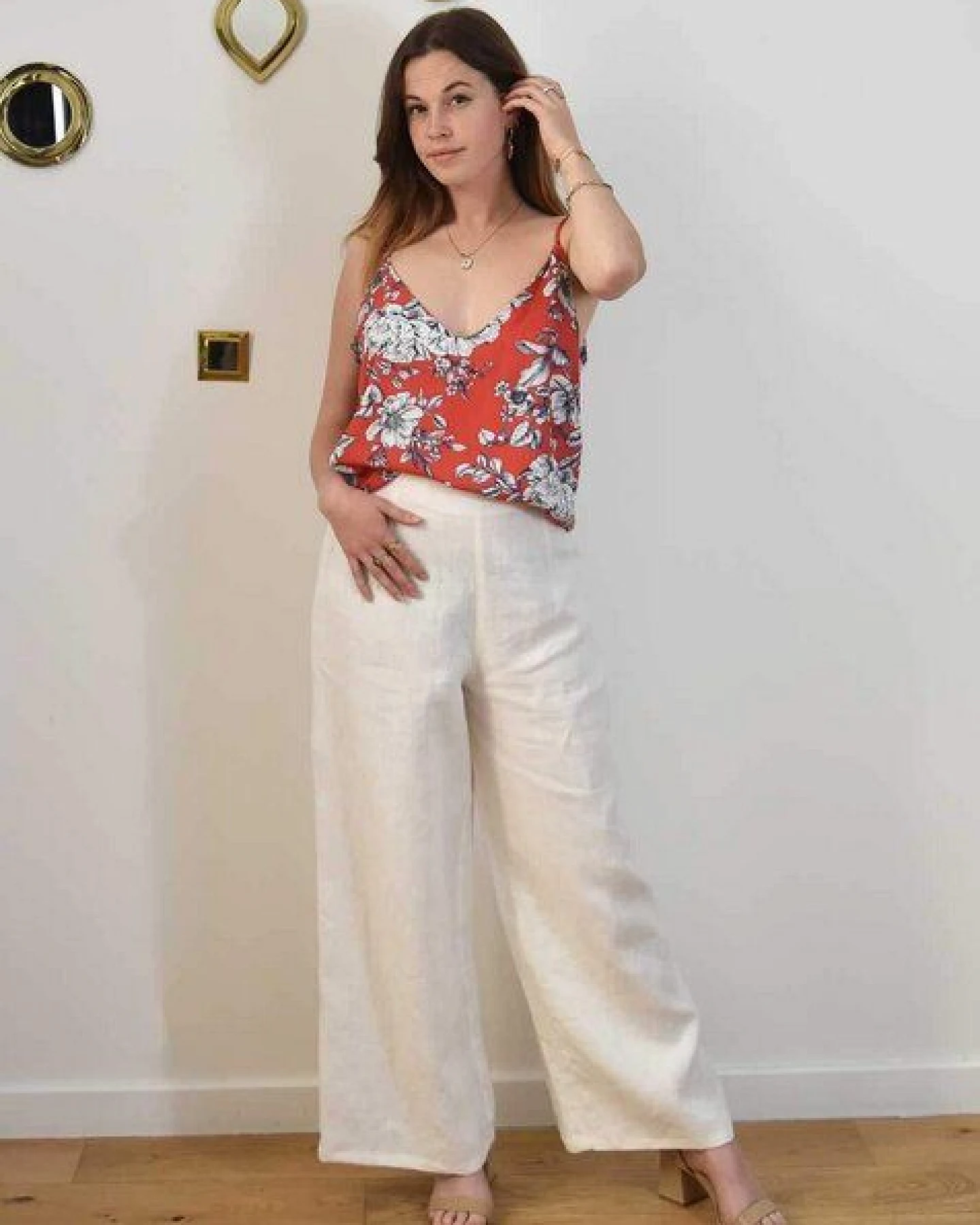 Aatise Leinenhose weit mit hohem Taillenbund Zove 100% Leinen – Ansicht 2