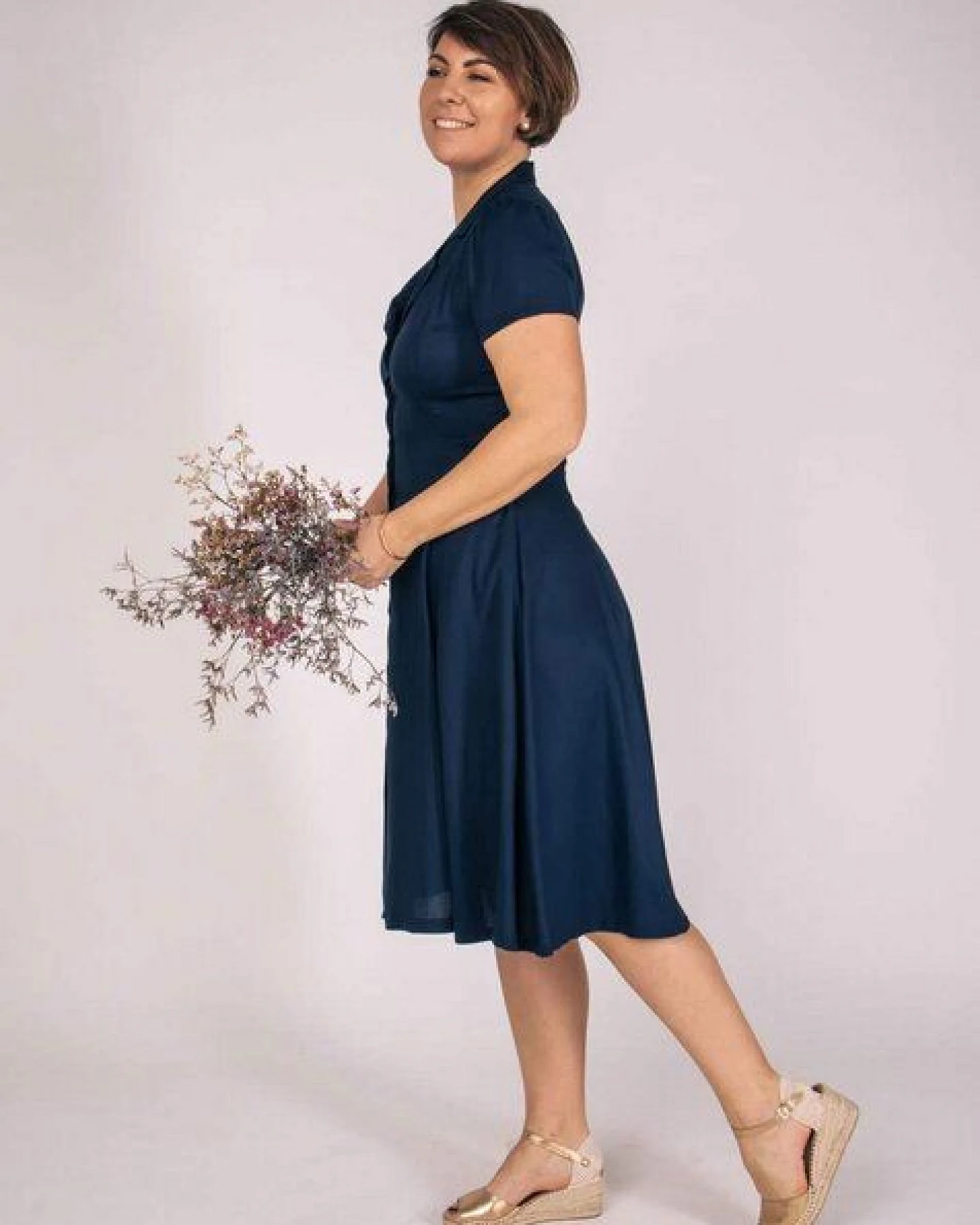 Aatise Zerna Hemdblusenkleid midi Länge aus 100% EcoVero, kurzarm – Ansicht 3