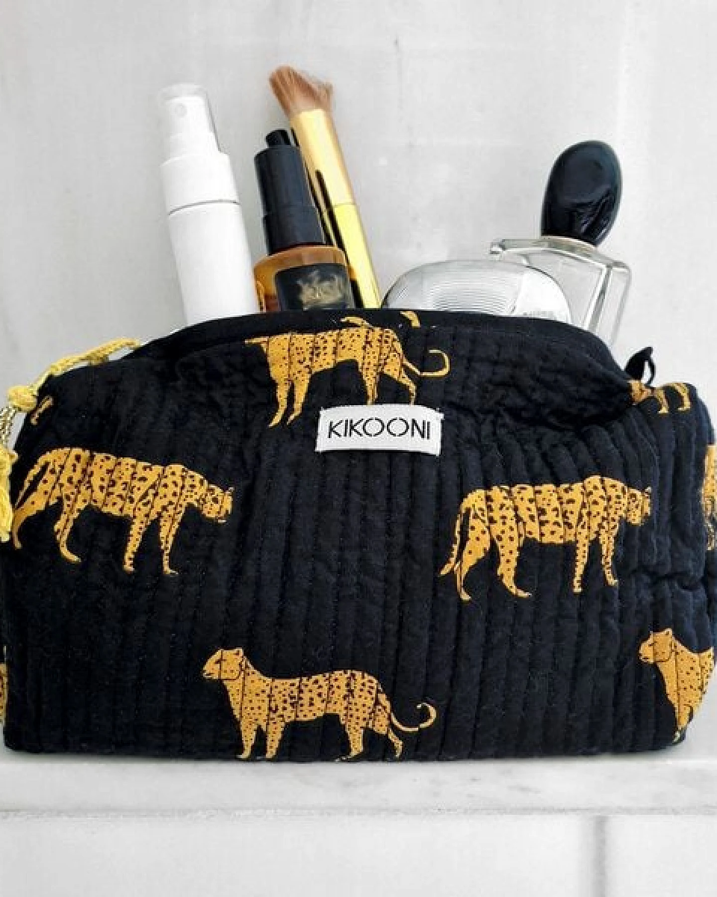 KIKOONI handgefertigte Kosmetiktasche "Black Leopard" – Ansicht 3