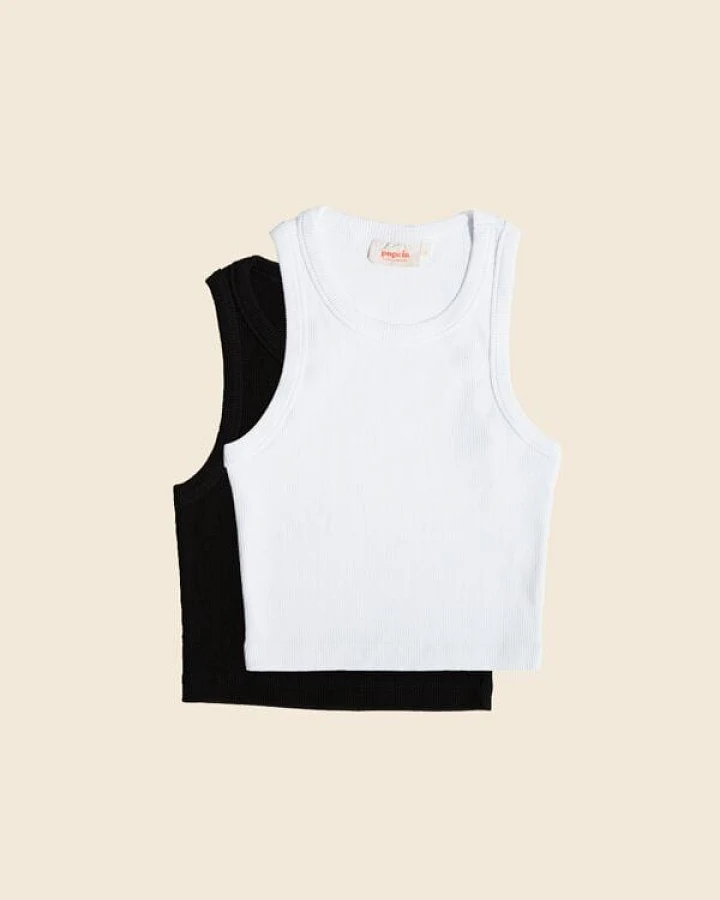popeia Crop Top Set aus festem Bio-Baumwoll Stoff (gerippt)