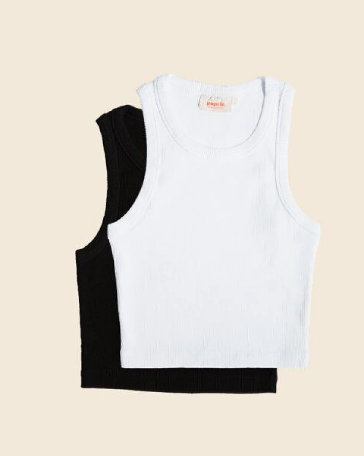 popeia Crop Top Set aus festem Bio-Baumwoll Stoff (gerippt)