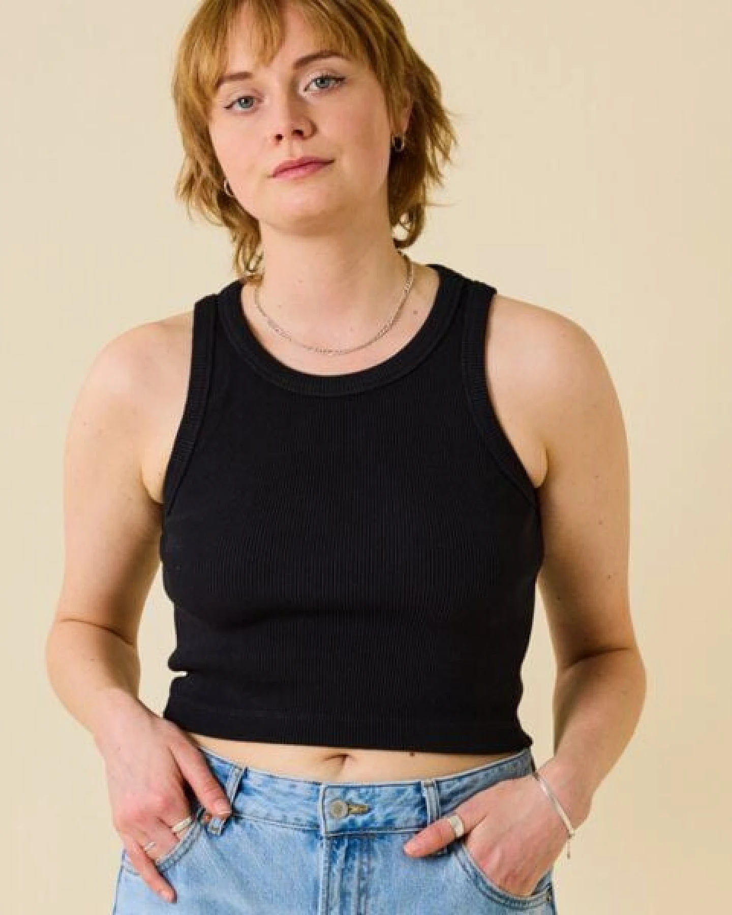 popeia Crop Top Set aus festem Bio-Baumwoll Stoff (gerippt) – Ansicht 3