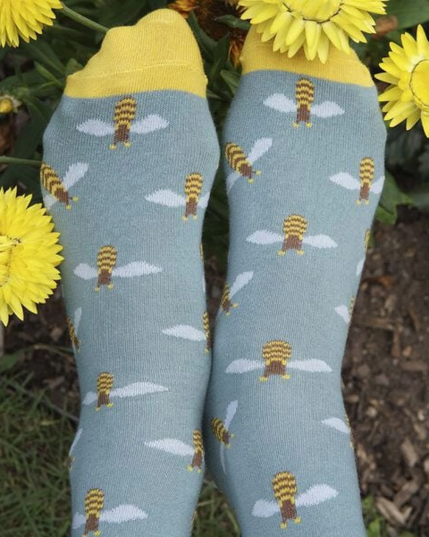 Fräulein Prusselise Biene Socke blau gelb bunt – Ansicht 3