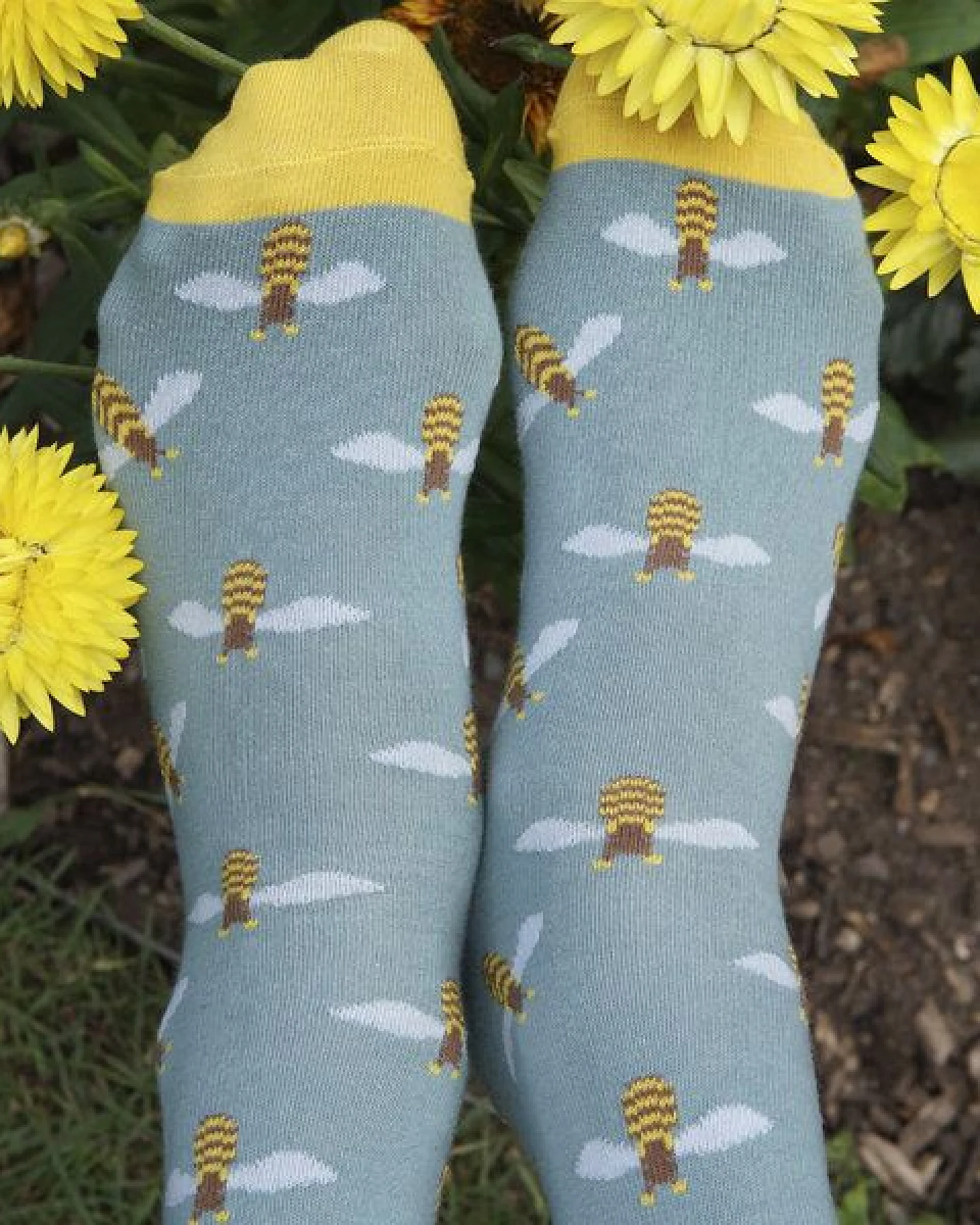 Fräulein Prusselise Biene Socke blau gelb bunt – Ansicht 3