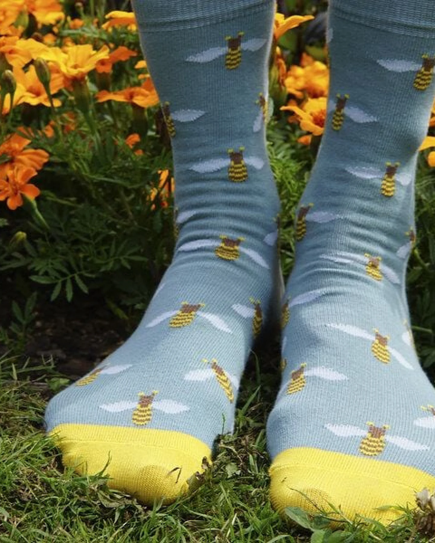 Fräulein Prusselise Biene Socke blau gelb bunt – Ansicht 4