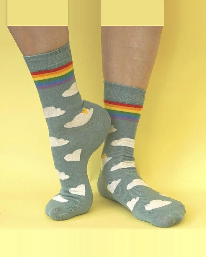 Fräulein Prusselise Wolke Socken Wolkenmatz Regenbogen, story, bunt gemustert