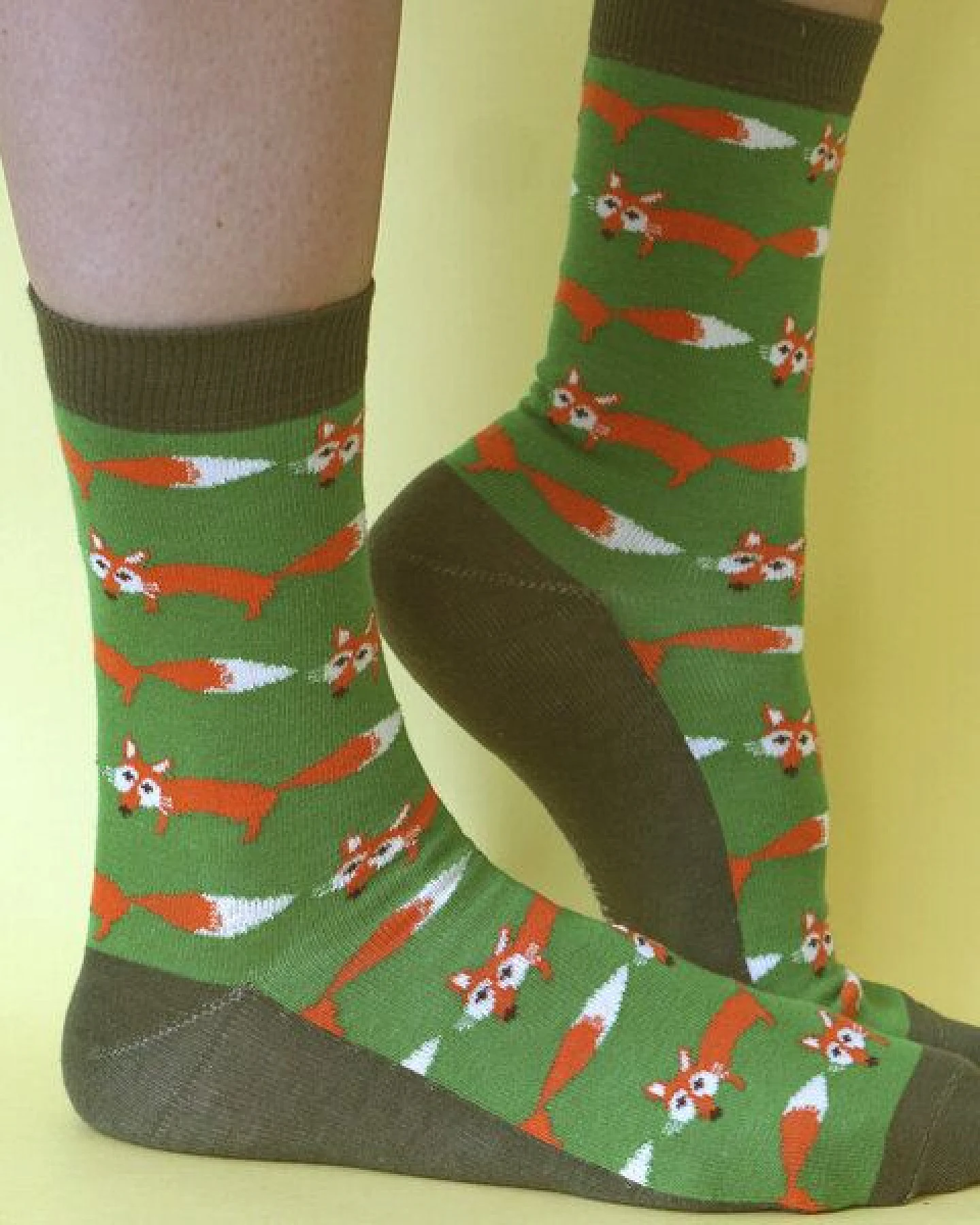Fräulein Prusselise Schlaue Fuchs Socken grün, bunt gemustert, fox – Ansicht 2