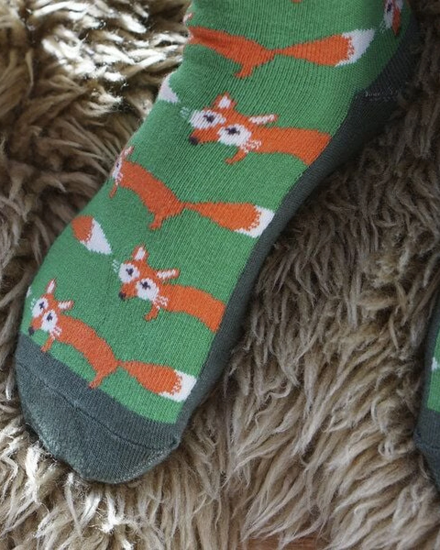 Fräulein Prusselise Schlaue Fuchs Socken grün, bunt gemustert, fox – Ansicht 3