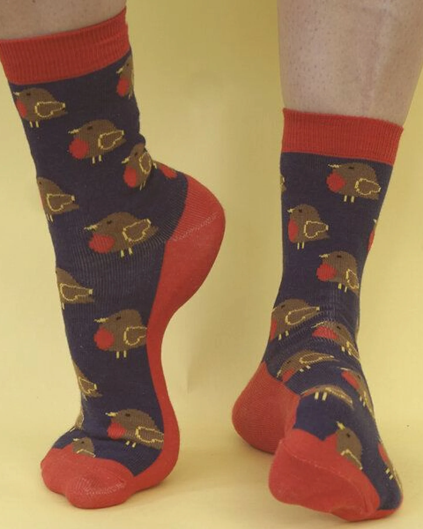 Fräulein Prusselise Rotkehlchen Socke Robyn, blau, rot, bunt gemustert – Ansicht 2