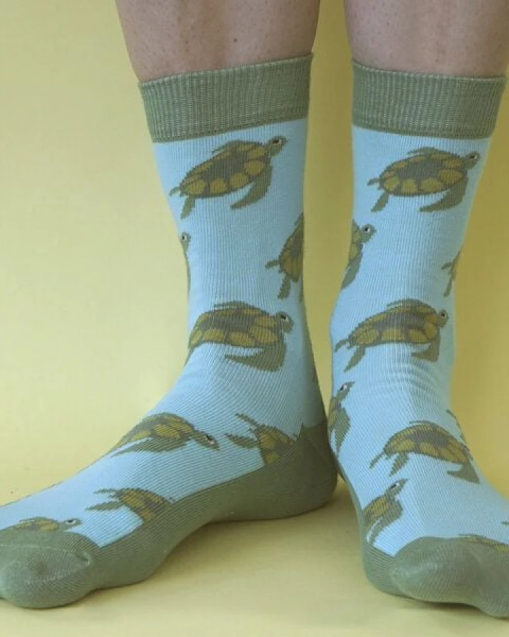 Fräulein Prusselise Schildkröte Socken, türkis, grün, bunt gemustert