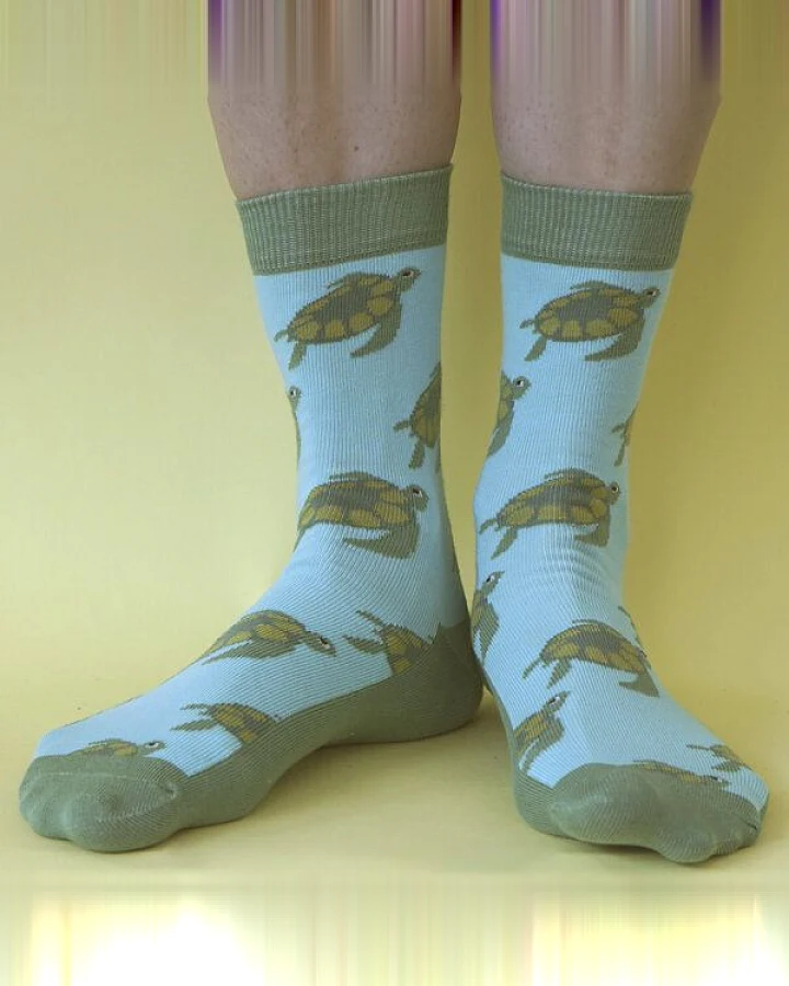 Fräulein Prusselise Schildkröte Socken, türkis, grün, bunt gemustert