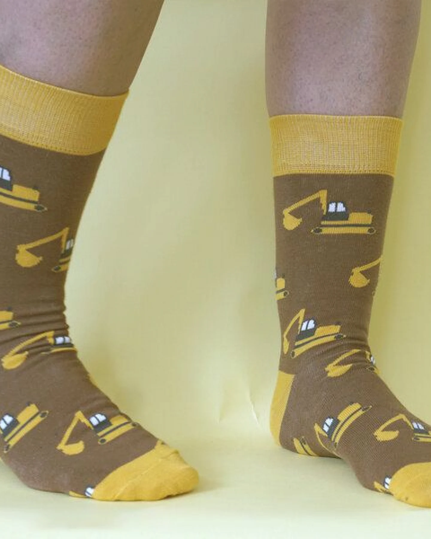 Fräulein Prusselise Bagger Socken braun gelb bunt gemustert – Ansicht 2