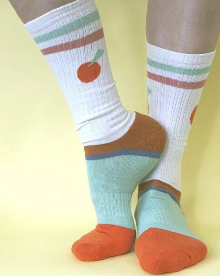 Fräulein Prusselise Sportsocke Apfel Tennissocke bunt und cool für Damen Herren und Kinder, bunt gemustert