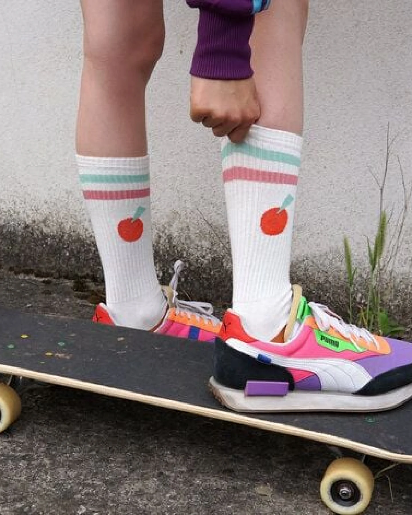 Fräulein Prusselise Sportsocke Apfel Tennissocke bunt und cool für Damen Herren und Kinder, bunt gemustert – Ansicht 3