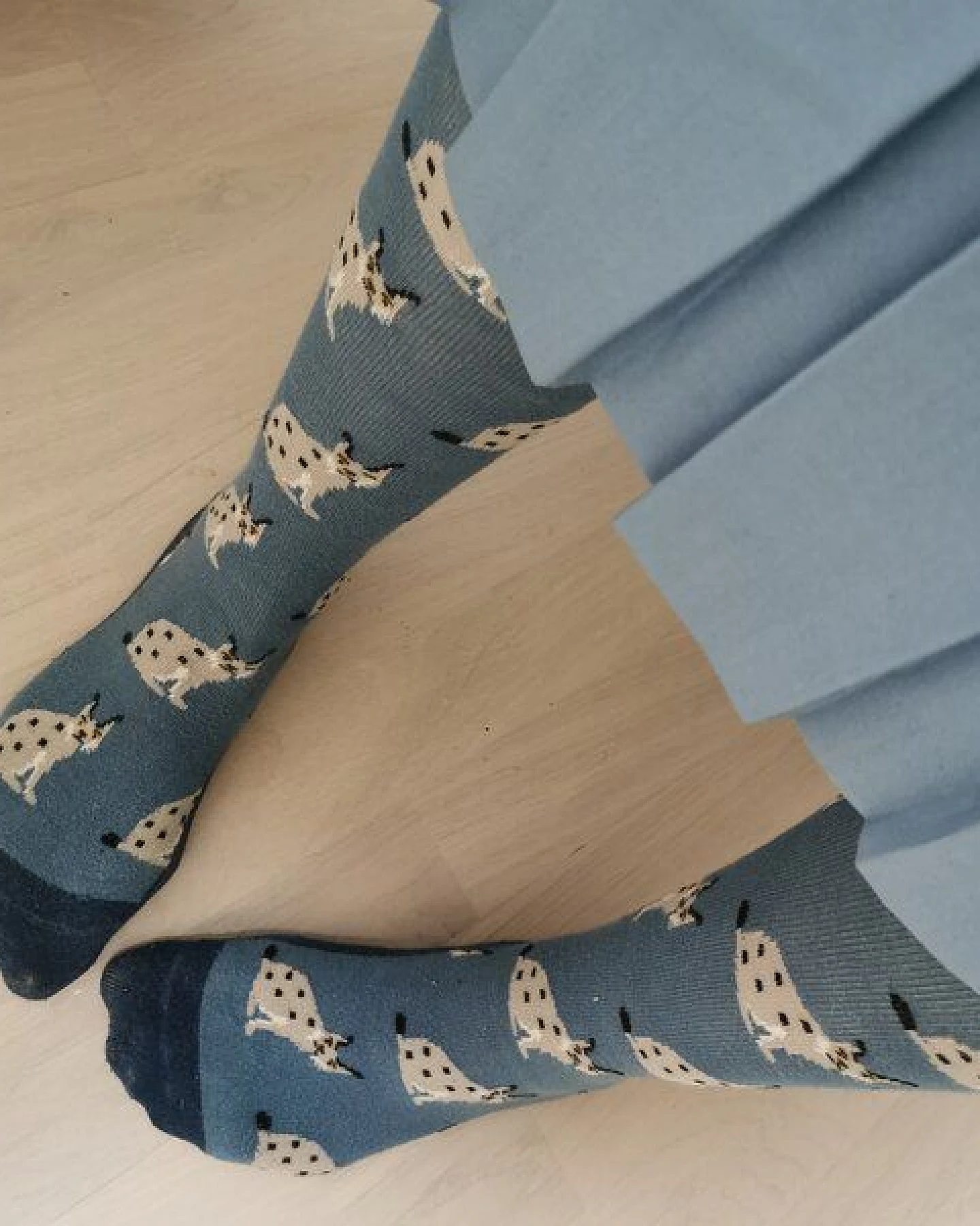 Fräulein Prusselise Kniestrümpfe Luchs blau, grau, bunt gemustert – Ansicht 2