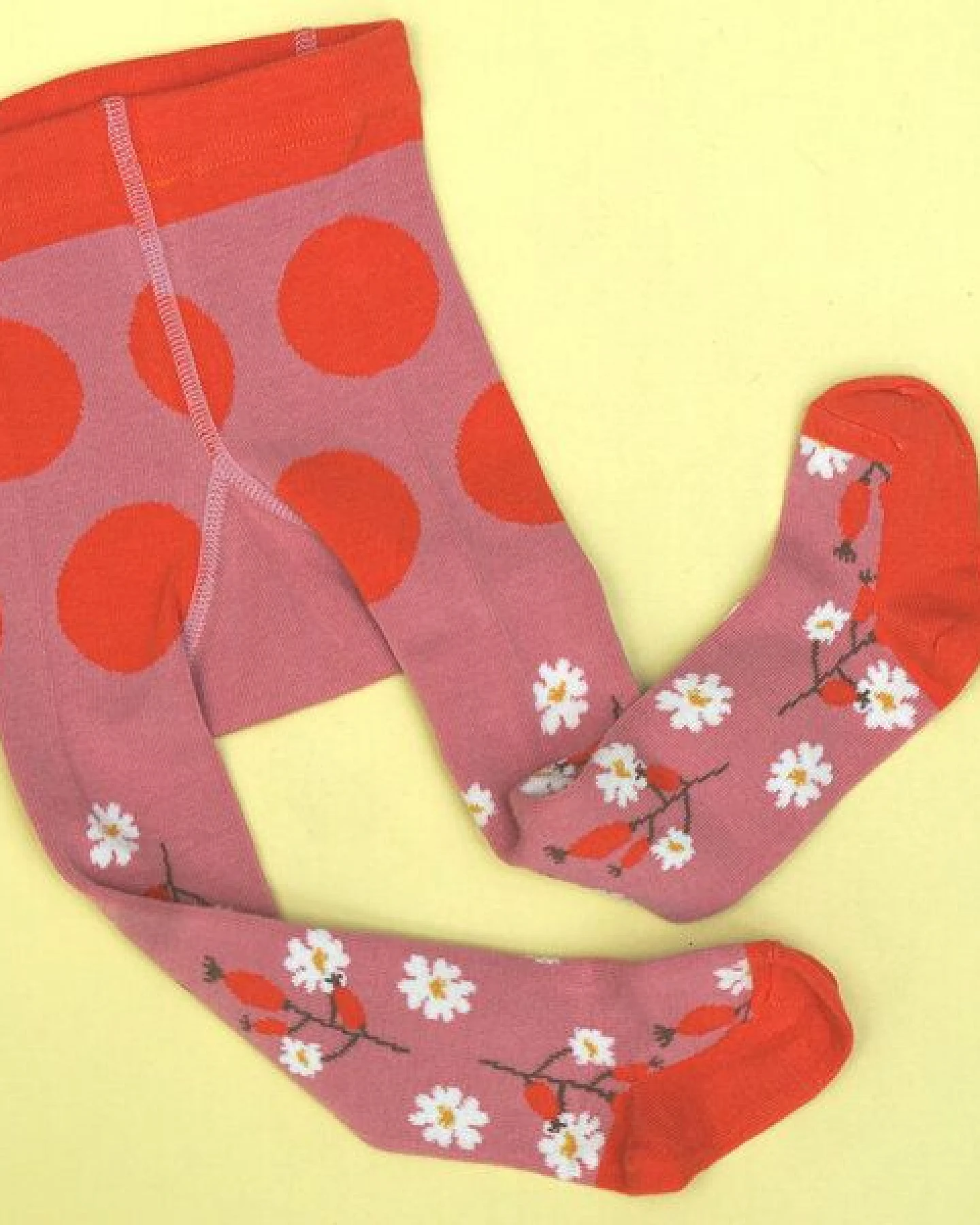 Fräulein Prusselise Strumpfhose Hagebutte rosa, blumen, bunt gemustert – Ansicht 2
