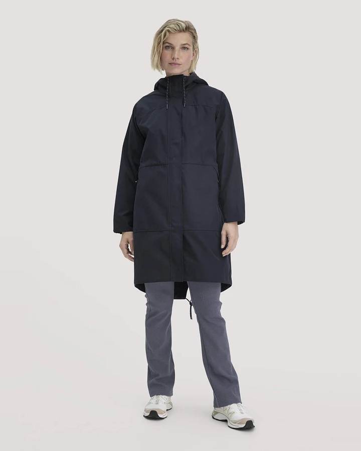 hessnatur Damen Allwetter Parka NATURE SHELL Relaxed aus Bio-Baumwolle - blau - Größe L
