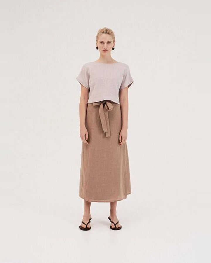 AmourLinen Leinen-Crop-Top mit Knöpfen LISA