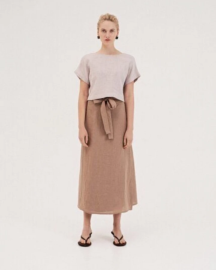 AmourLinen Leinen-Crop-Top mit Knöpfen LISA