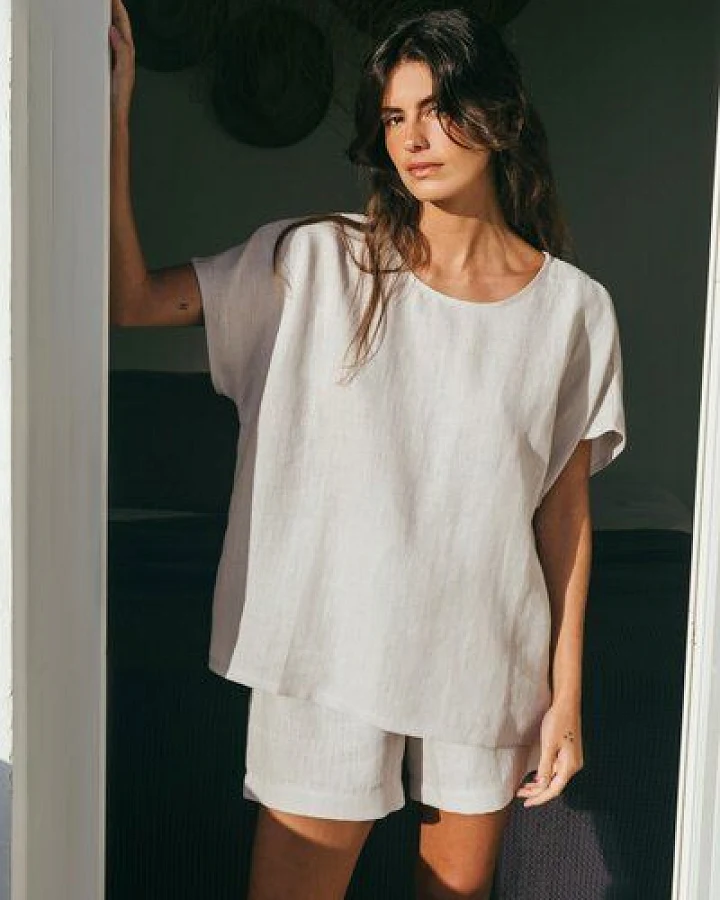 AmourLinen Kurzarm-Pyjama-Set CLOUD NINE