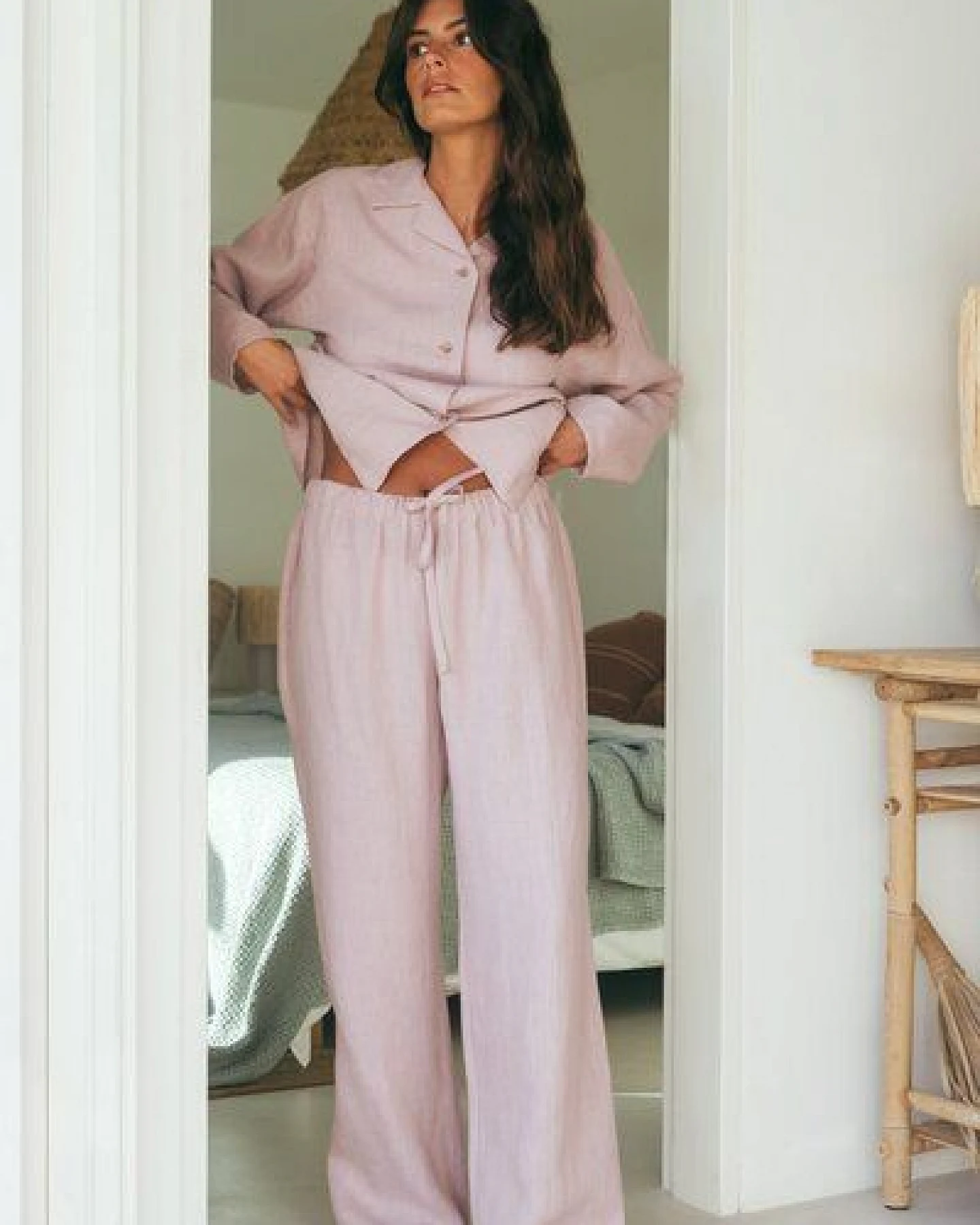 AmourLinen Langarm-Pyjama-Set Snooze – Ansicht 4