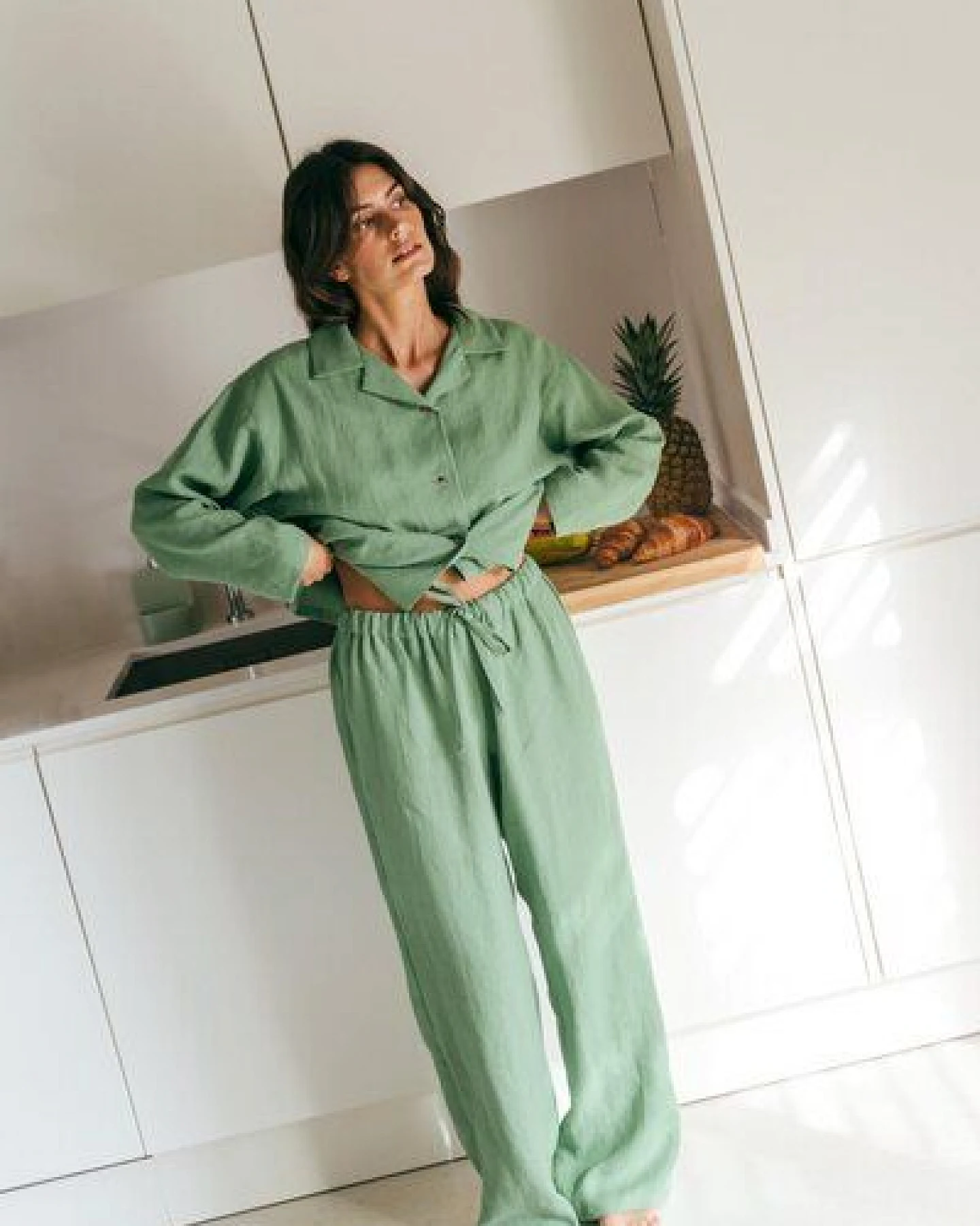 AmourLinen Langarm-Pyjama-Set Snooze – Ansicht 4