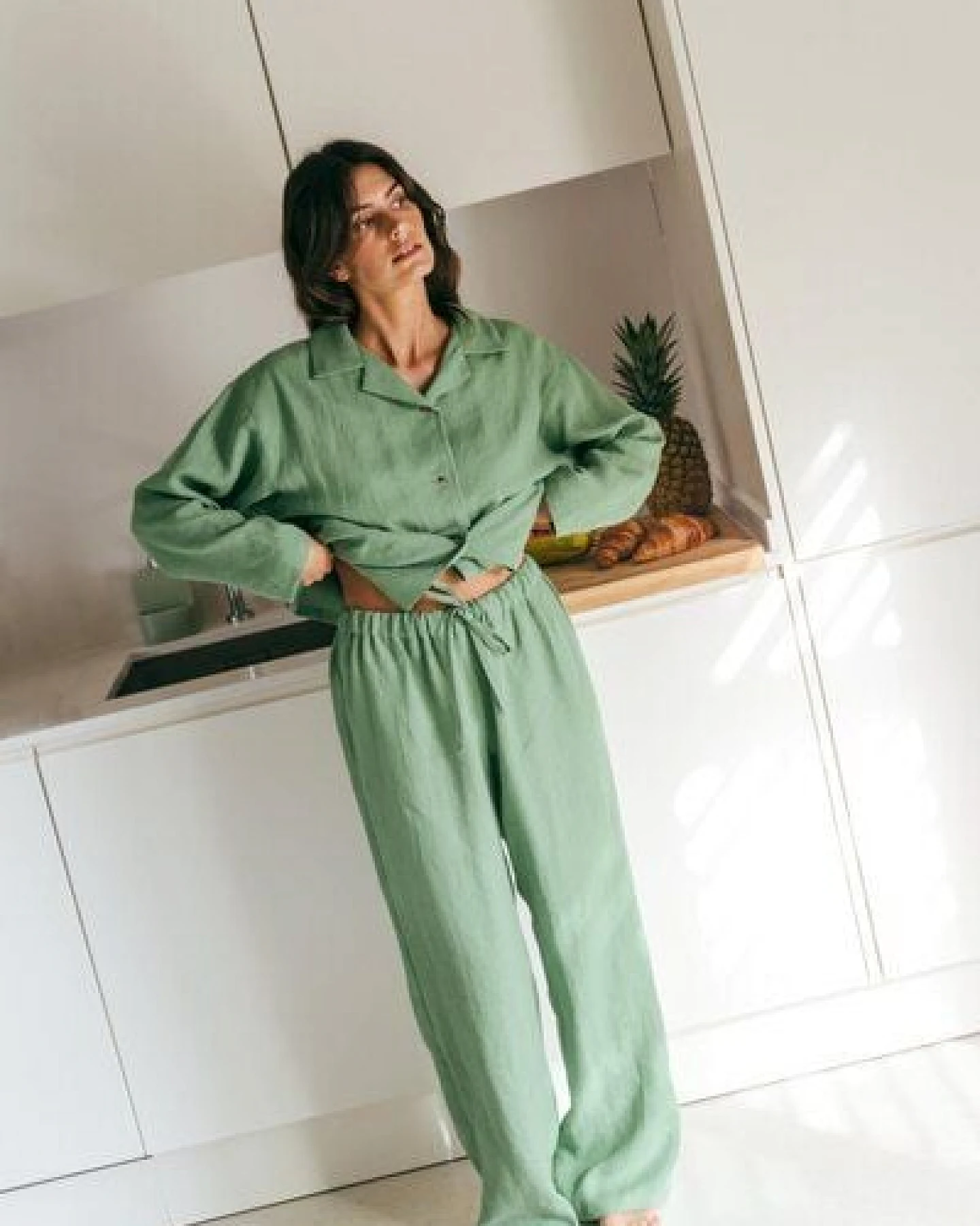 AmourLinen Langarm-Pyjama-Set Snooze – Ansicht 4