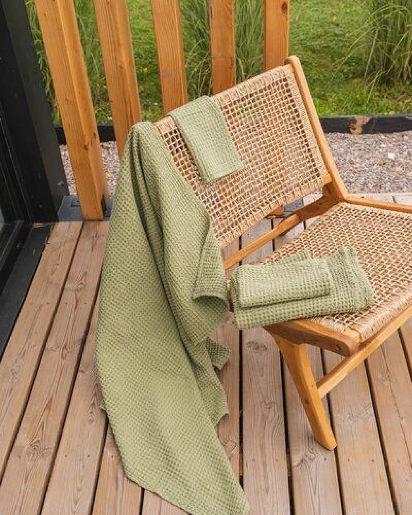 AmourLinen Waffelhandtuch-Set aus Leinen – Ansicht 2