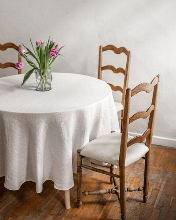 AmourLinen Runde Leinentischdecke
