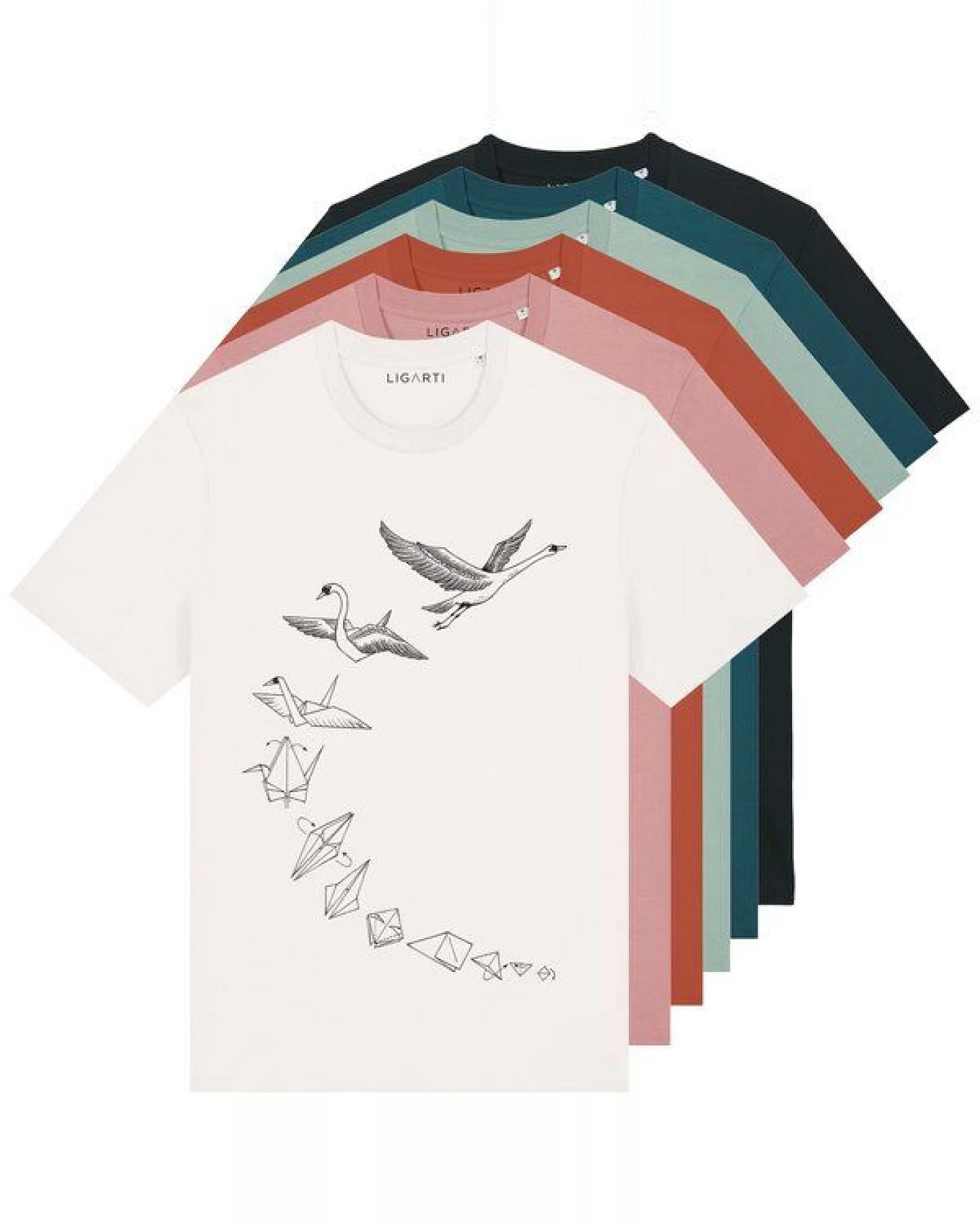 T-Shirt – Origami Schwan – LIGARTI Tiermanufaktur – Ansicht 2