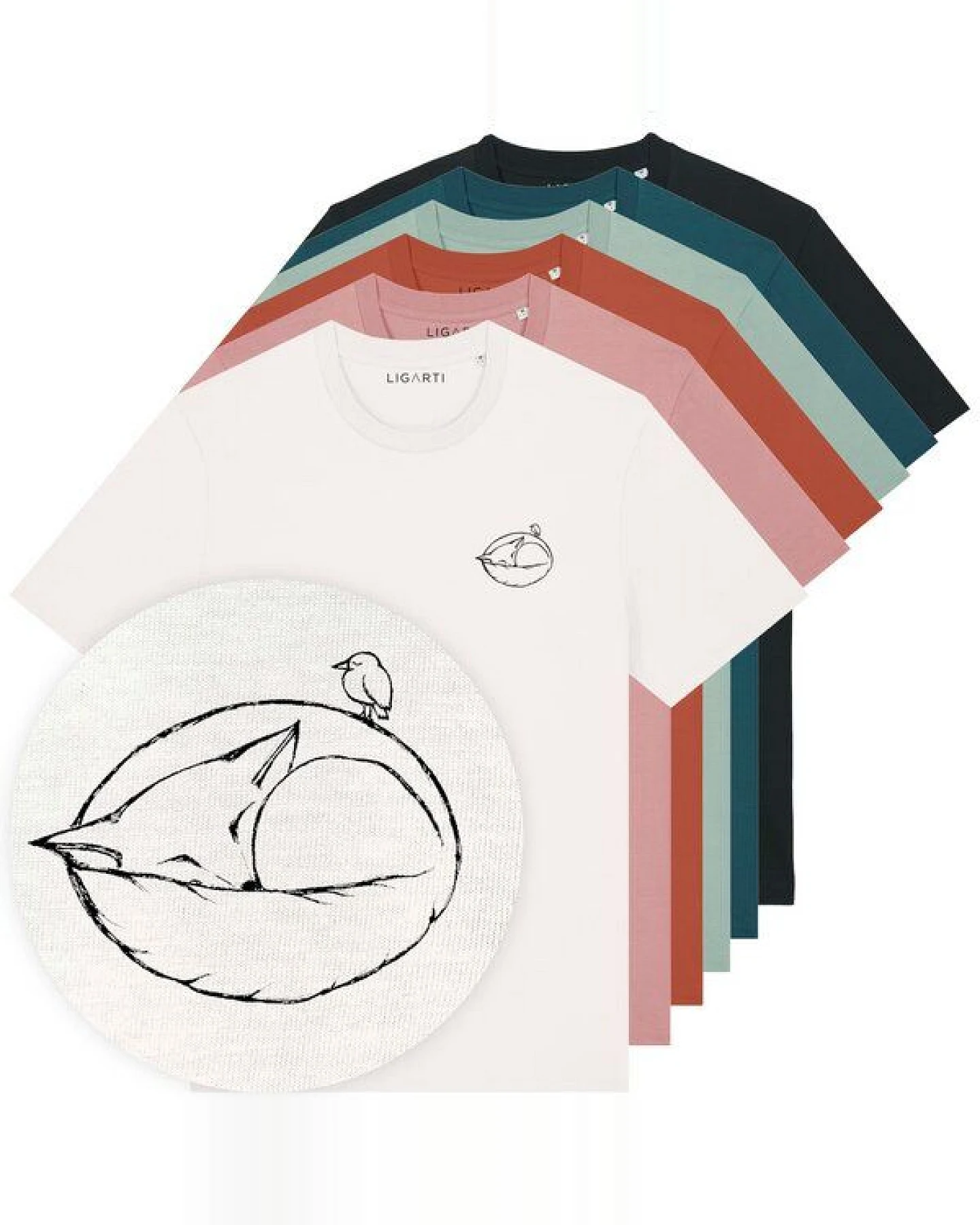 T-Shirt – Schlafender Fuchs – LIGARTI Tiermanufaktur – Ansicht 2