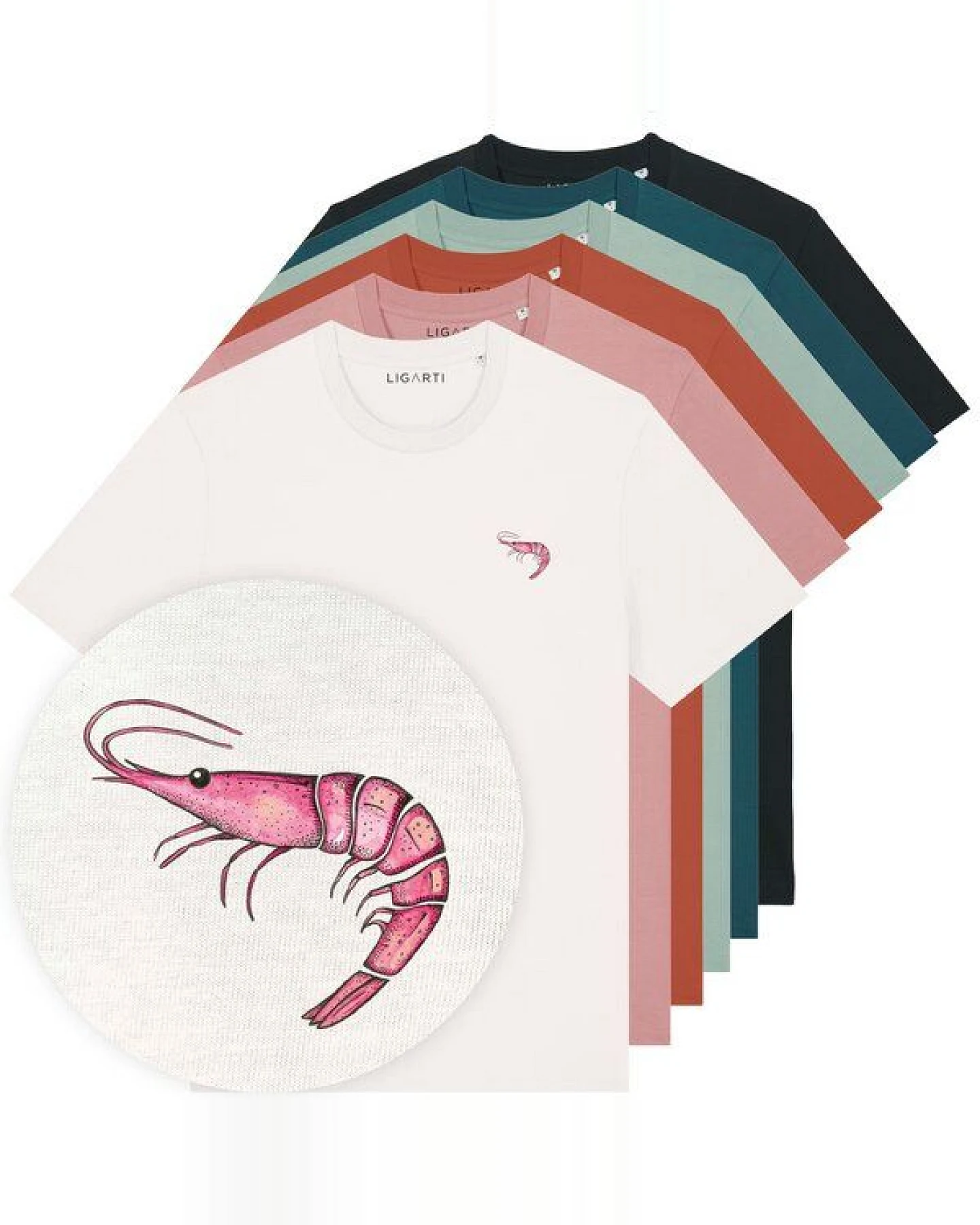 T-Shirt – Shrimp – LIGARTI Tiermanufaktur – Ansicht 2