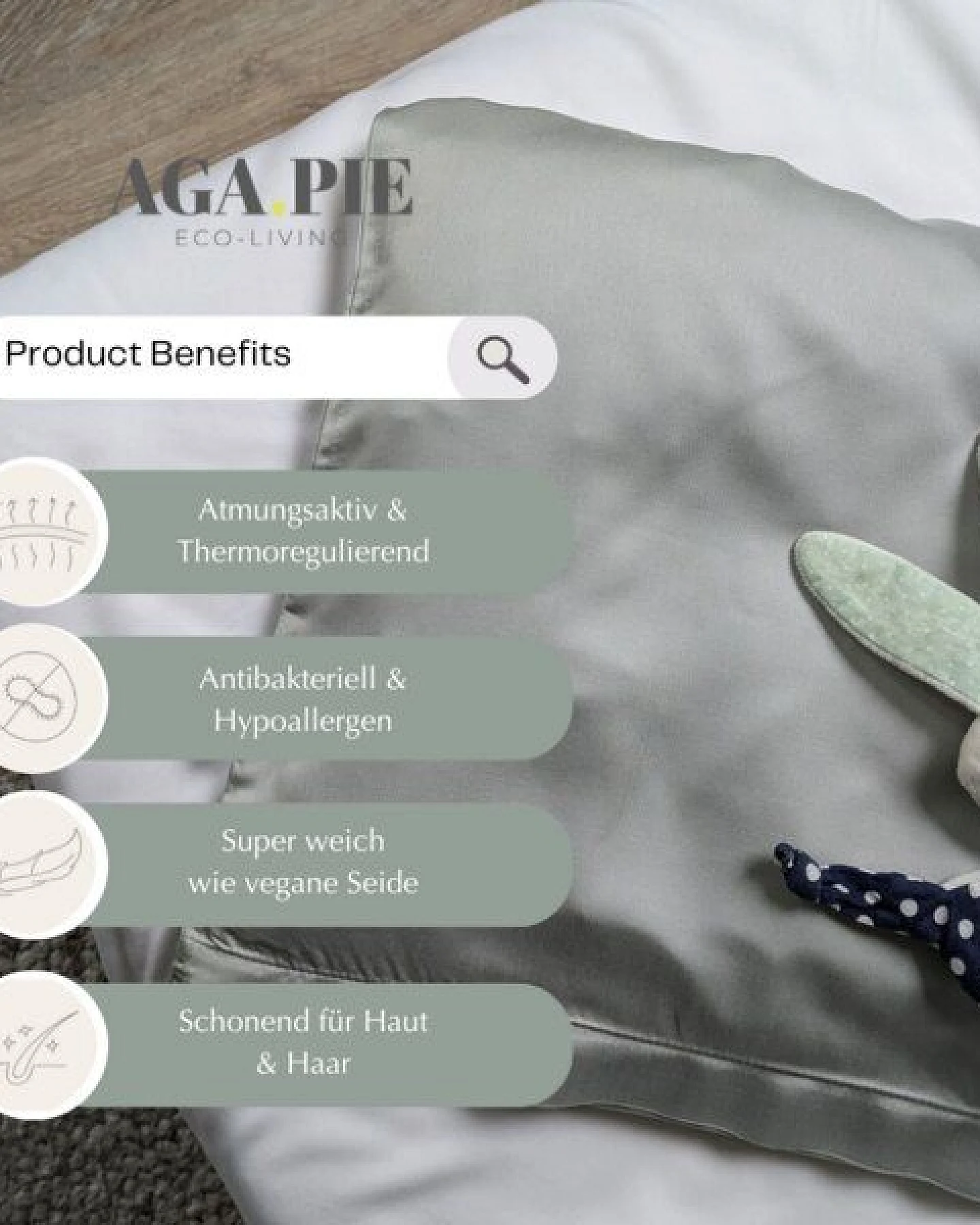 AGA.PIE Kopfkissenbezug aus 100% Lyocell aus Bambuscellulose, für Allergiker – Ansicht 3