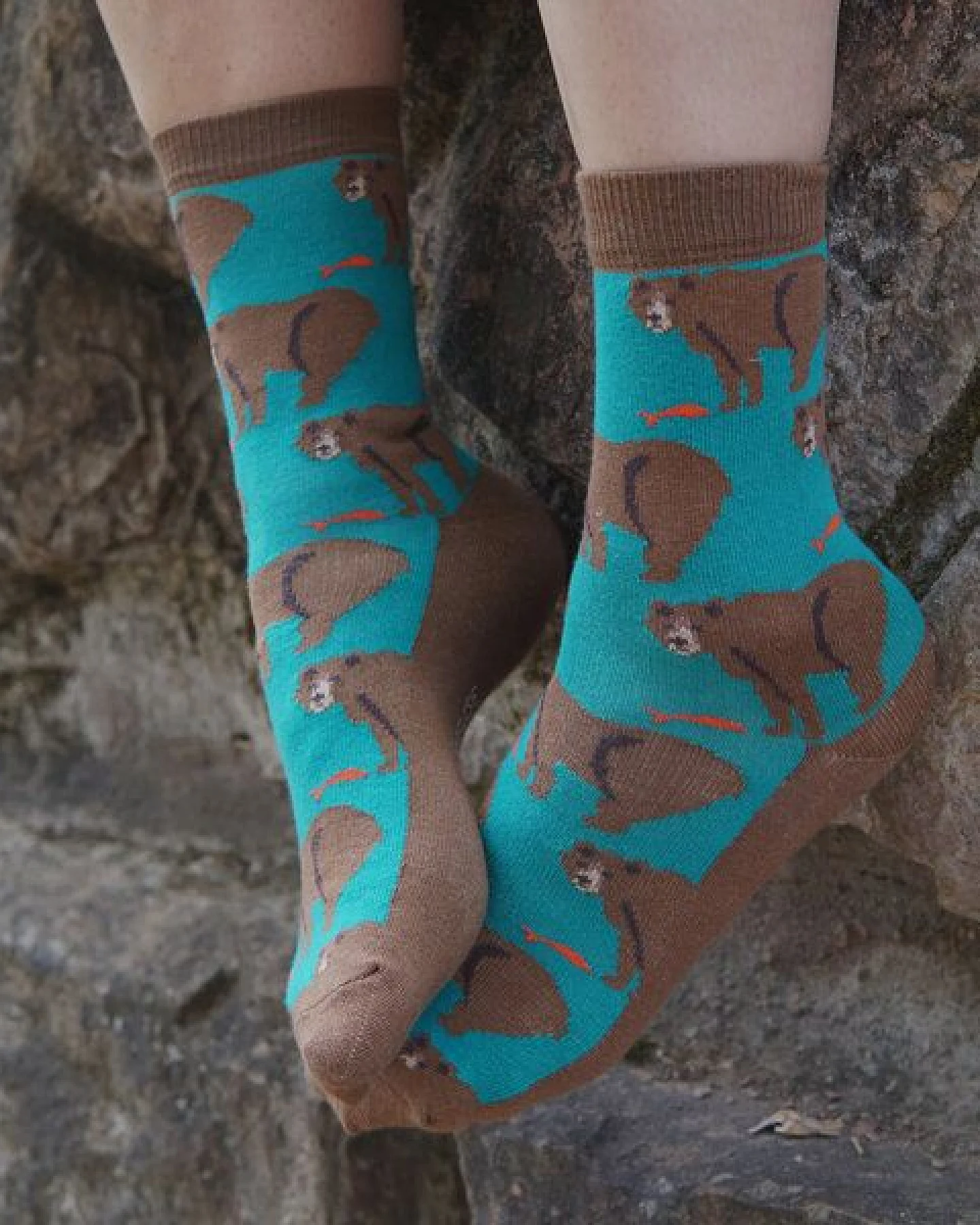 Fräulein Prusselise Grizzly Socken petrol braun bunt gemustert – Ansicht 3