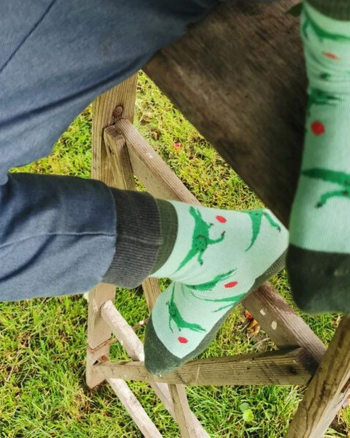 Fräulein Prusselise Dino Socke grün bunt gemustert – Ansicht 3