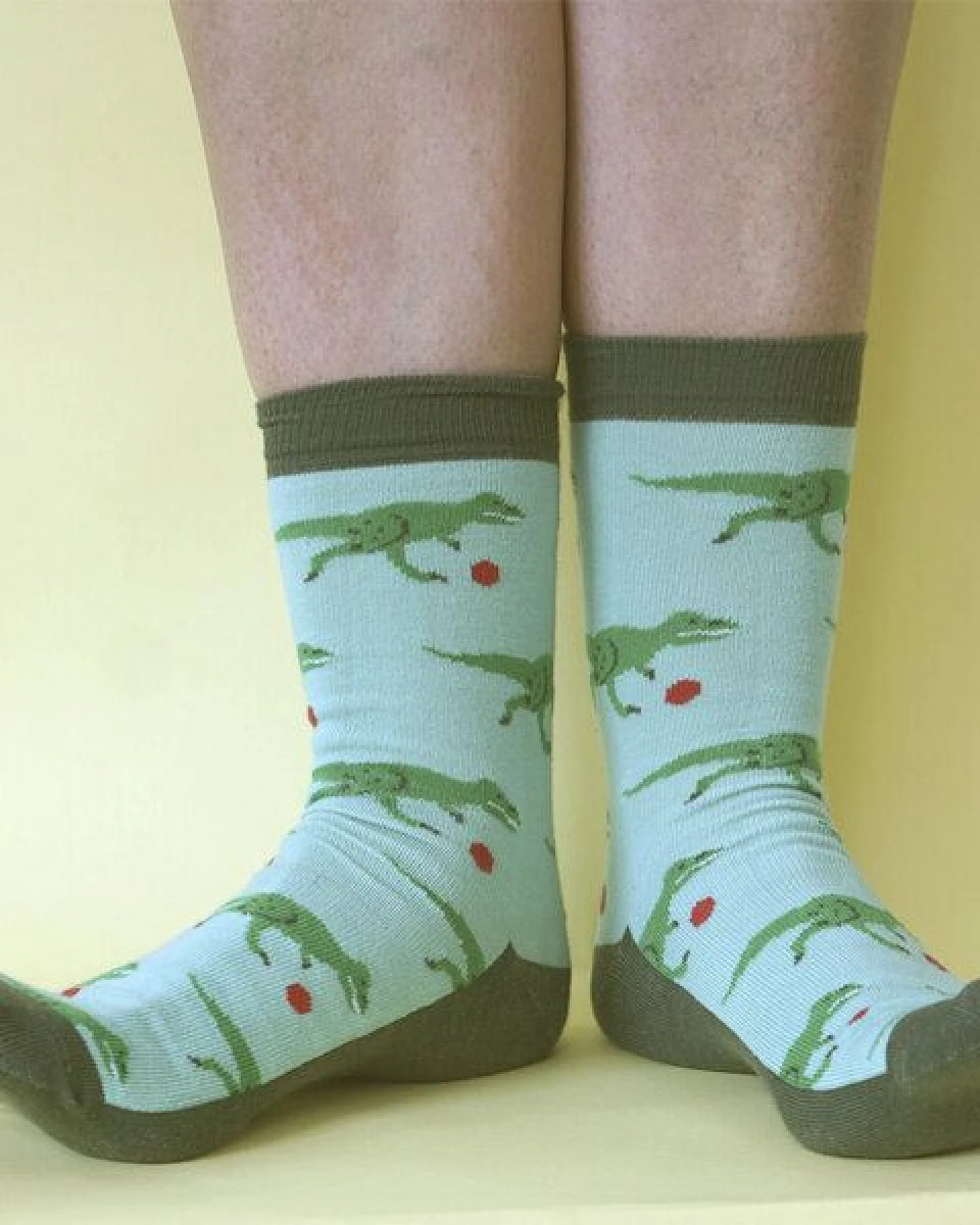 Fräulein Prusselise Dino Socke grün bunt gemustert – Ansicht 2