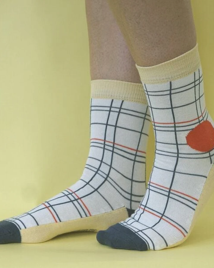 Fräulein Prusselise karierte Socken Checks, karo, blau, tennis, bunt gemustert